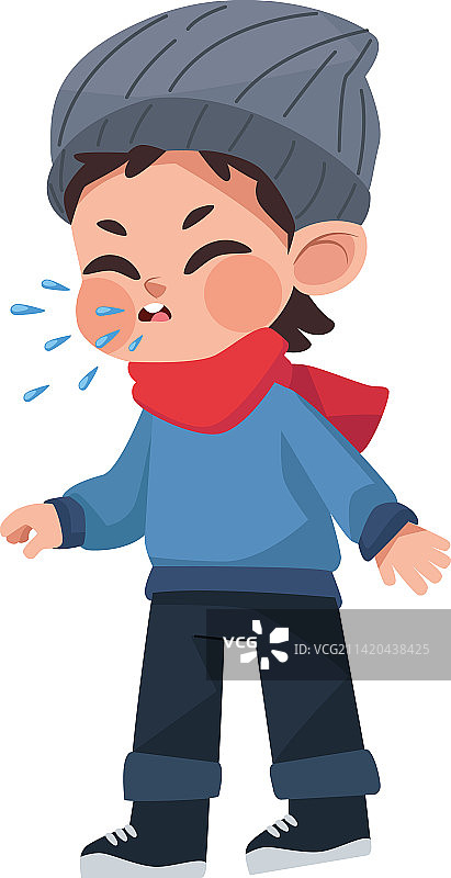 患流感生病的小男孩图片素材