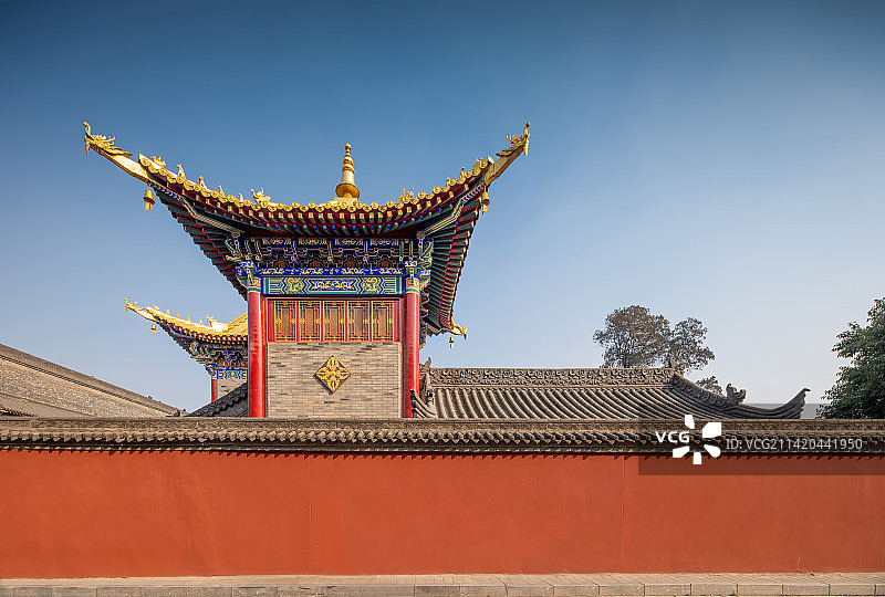 西安广仁寺外红墙图片素材