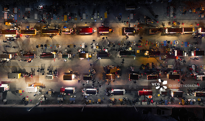 航拍西安夜市图片素材