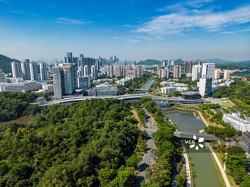 深圳南山区西丽大学城航拍图片素材