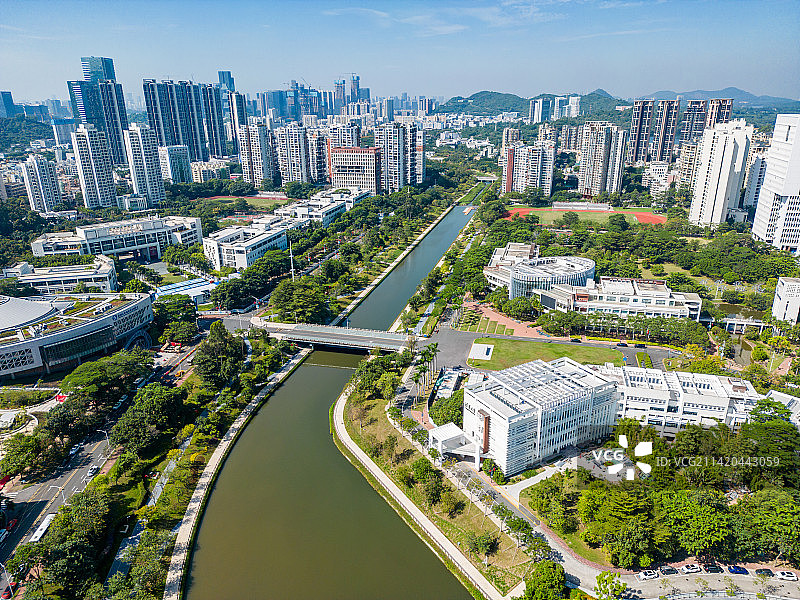 深圳南山区西丽大学城航拍图片素材