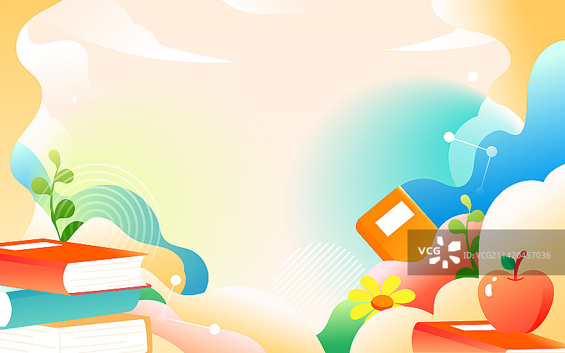 幼儿园儿童开学季学生上学读书学习教育插画图片素材