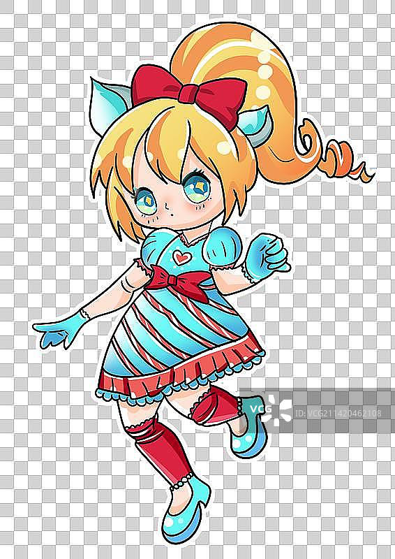 全身少女插画图片素材