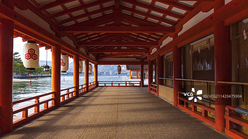 厳島神社の廊下/Corridor of Itsukushima Shrine/严岛神社图片素材