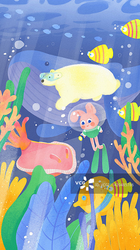 小兔子的海底探险活动奇遇图片素材