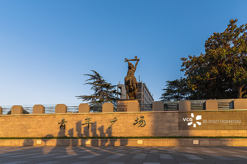 江苏省常州青年广场日落图片素材