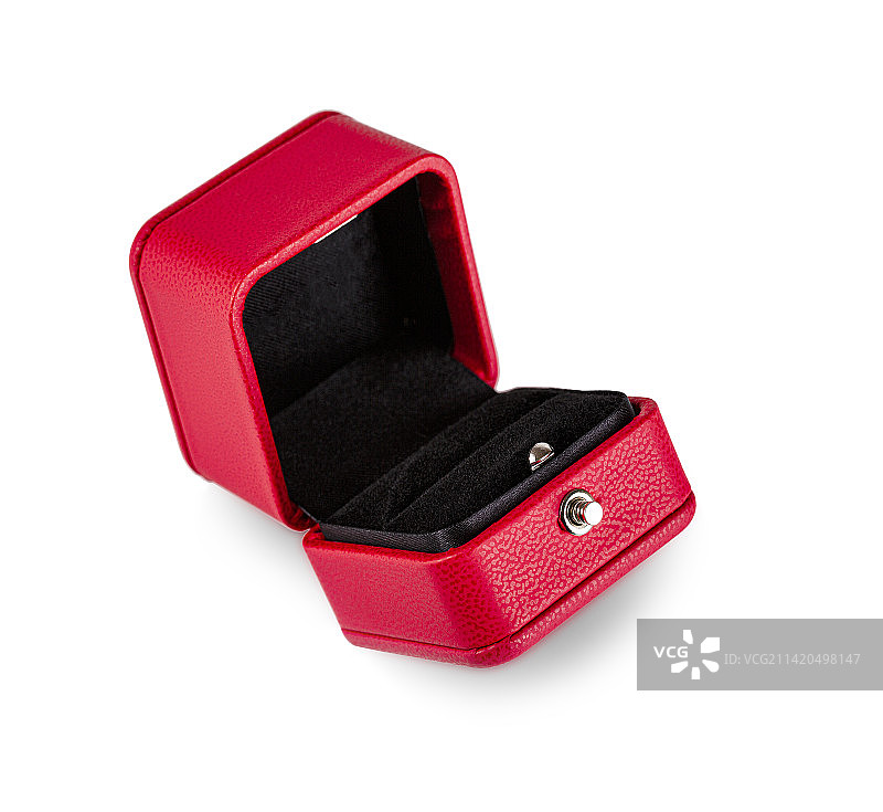 打开的红色珠宝盒（白色背景，已隔离）图片素材