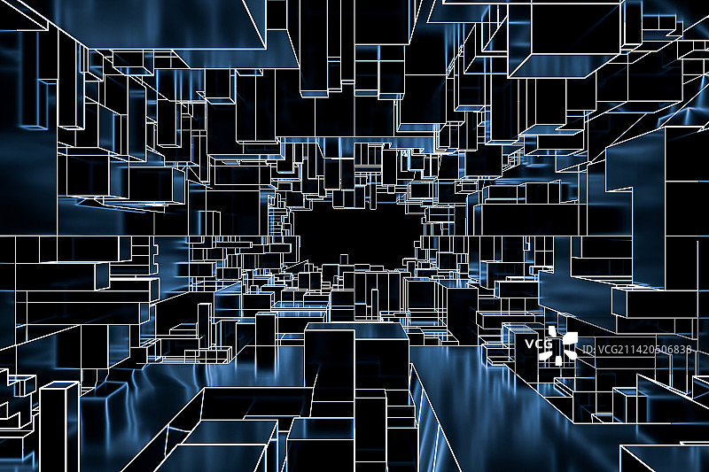 3D渲染抽象随机立方体图片素材