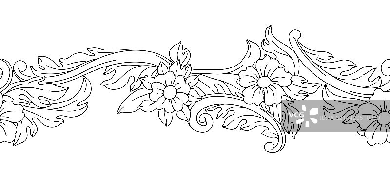 巴洛克风格的装饰花卉无缝图案图片素材