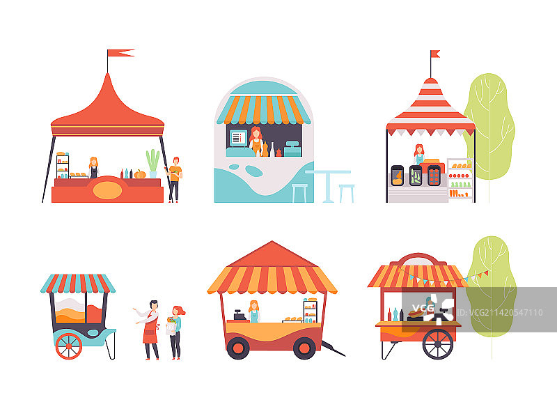 户外摊位和售货车图片素材
