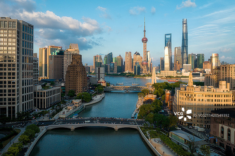 航拍上海城市风光图片素材