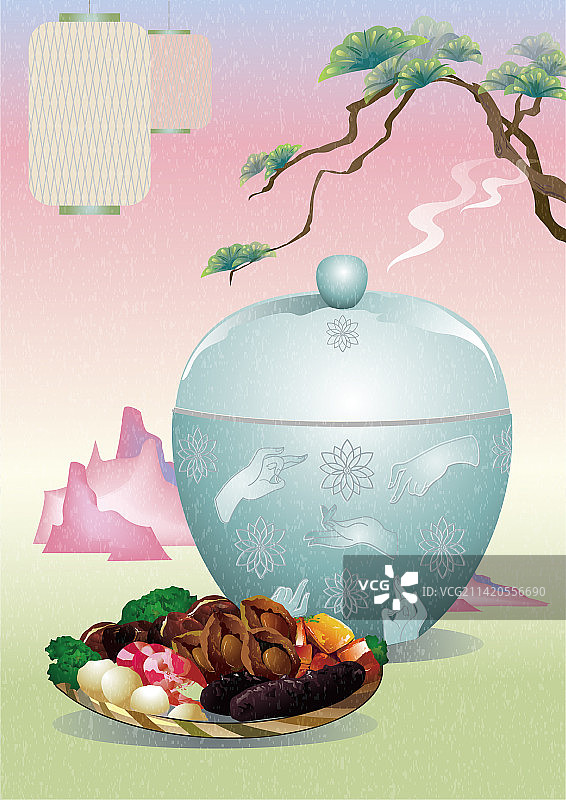 佛跳墙中华美食插画图片素材