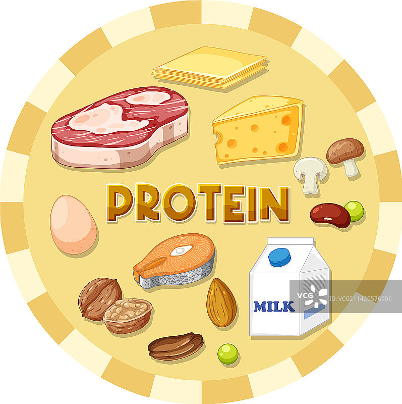 带有文字的多种蛋白质食物图片素材