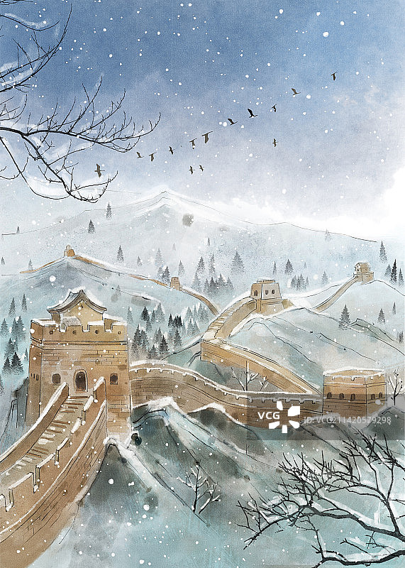 中国长城插画图片素材