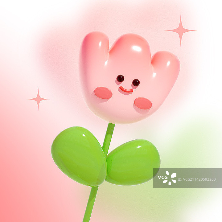 3d粉色郁金香可爱建模少女心头像图片素材