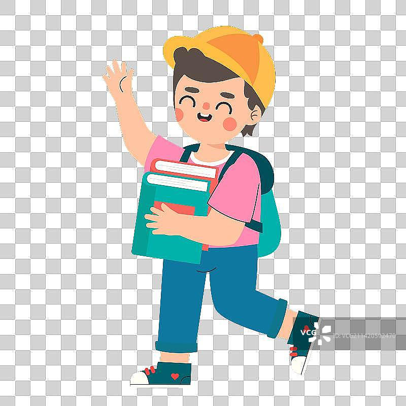 抱着书本的可爱小男孩插画素材图片素材