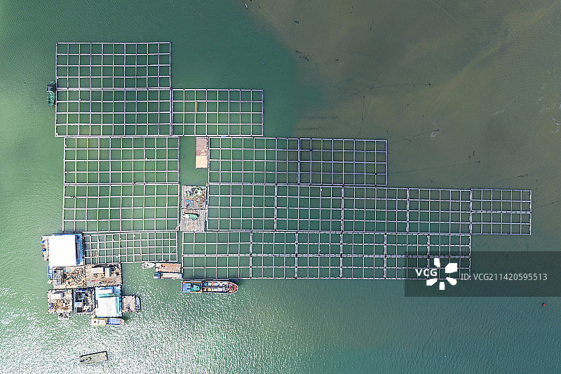 海南水产养殖场航拍图片素材