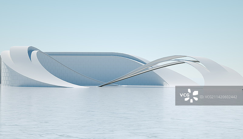 现代科幻极光建筑广场图片素材