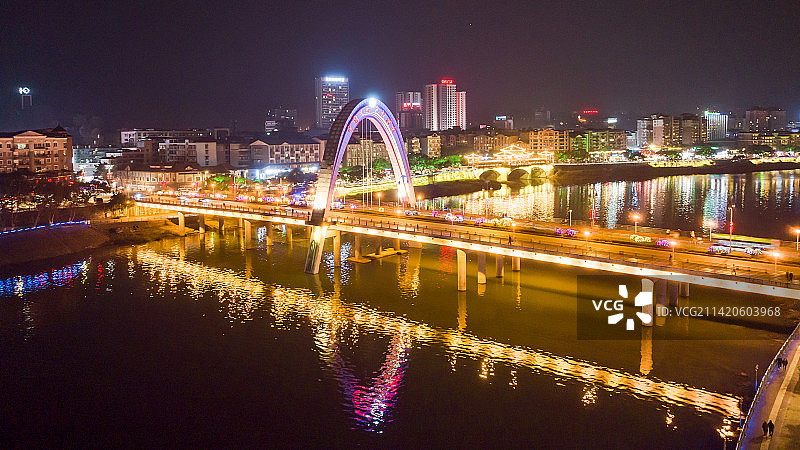 雨城雅安青衣江畔绚丽夜景图片素材