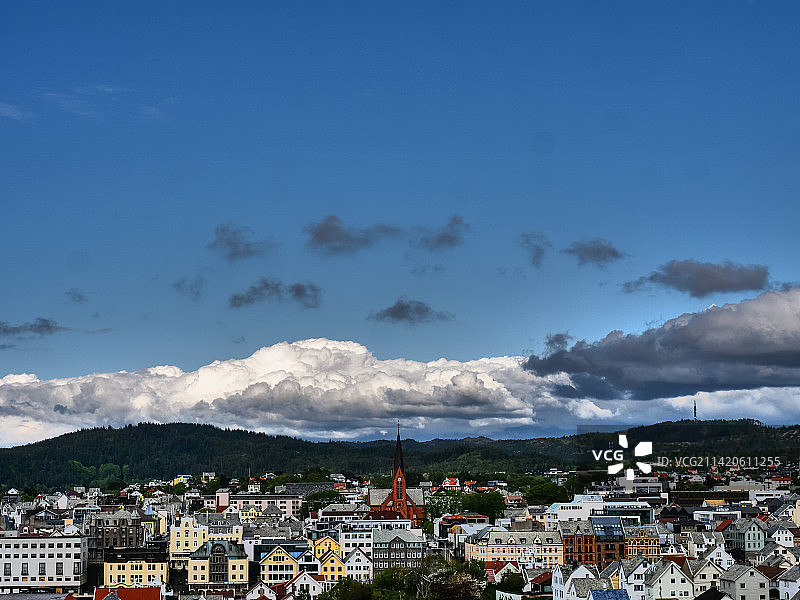 挪威豪格松城镇景观高角度照片图片素材