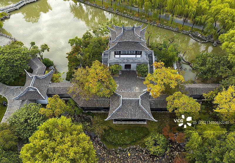 古典园林清晏园秋色图片素材