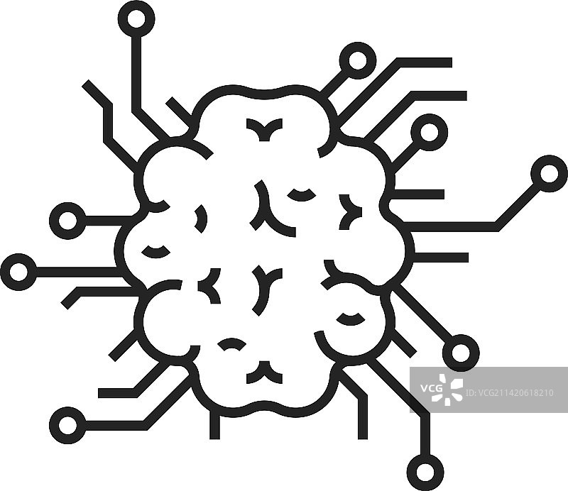 网络神经学图标：神经网络线性符号图片素材