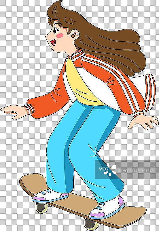 滑板少女图片素材