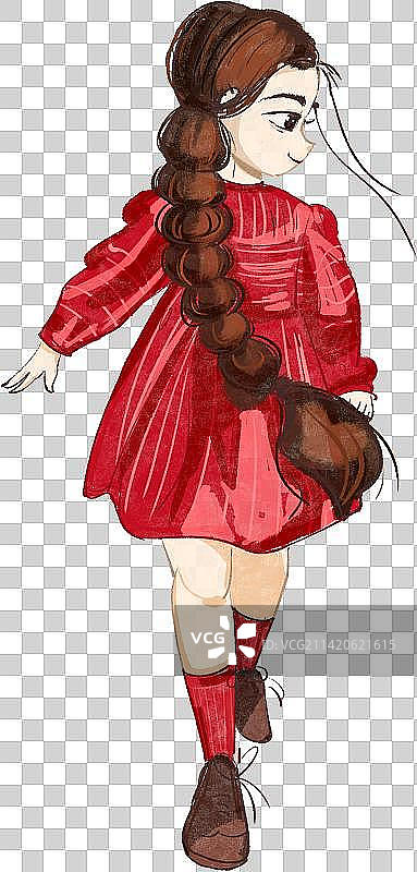 红衣小女孩图片素材