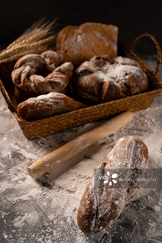 西式风格主食谷物面包图片素材