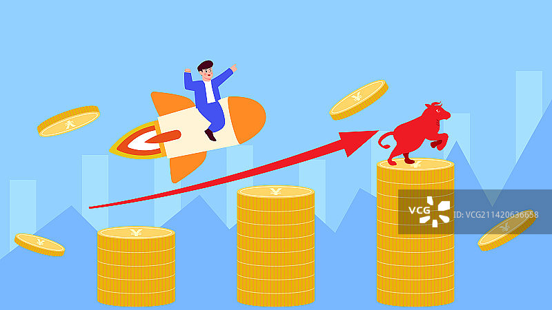 股票牛市插画图片素材