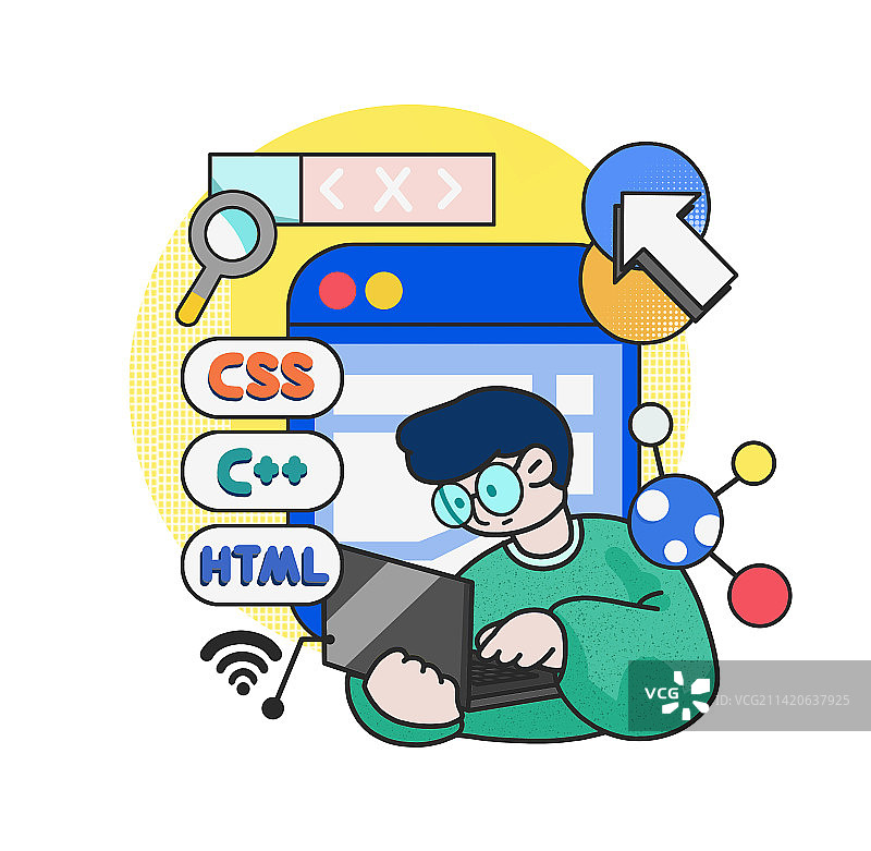 程序员工作上班插画图片素材