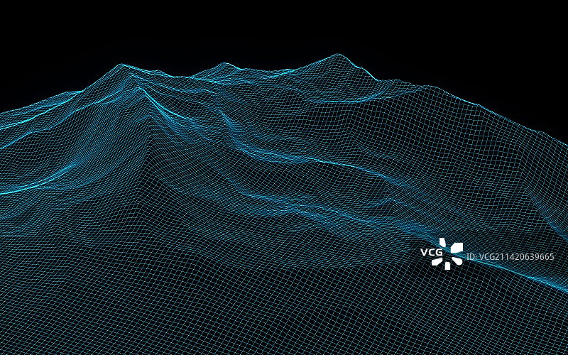 三维渲染蓝色大数据波纹图像图片素材