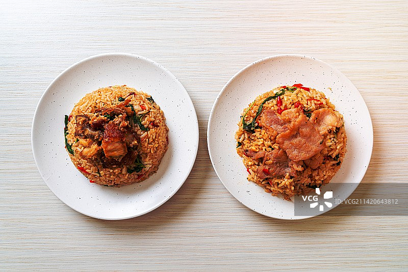 泰式罗勒脆皮猪肉炒饭图片素材