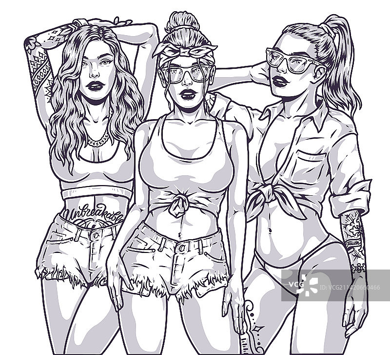 年轻酷女孩单色标志图片素材