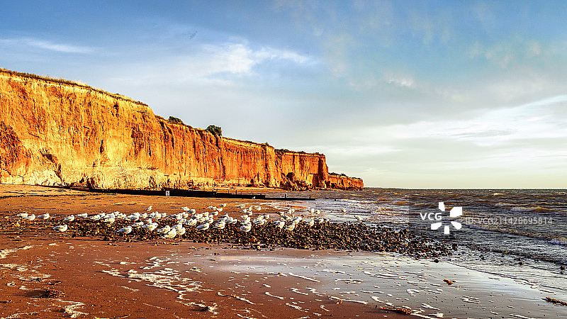 南澳大利亚阿德罗森日落时分的海景图片素材
