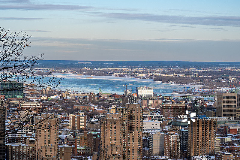 圣劳伦斯河 皇家山俯瞰视角 傍晚图片素材