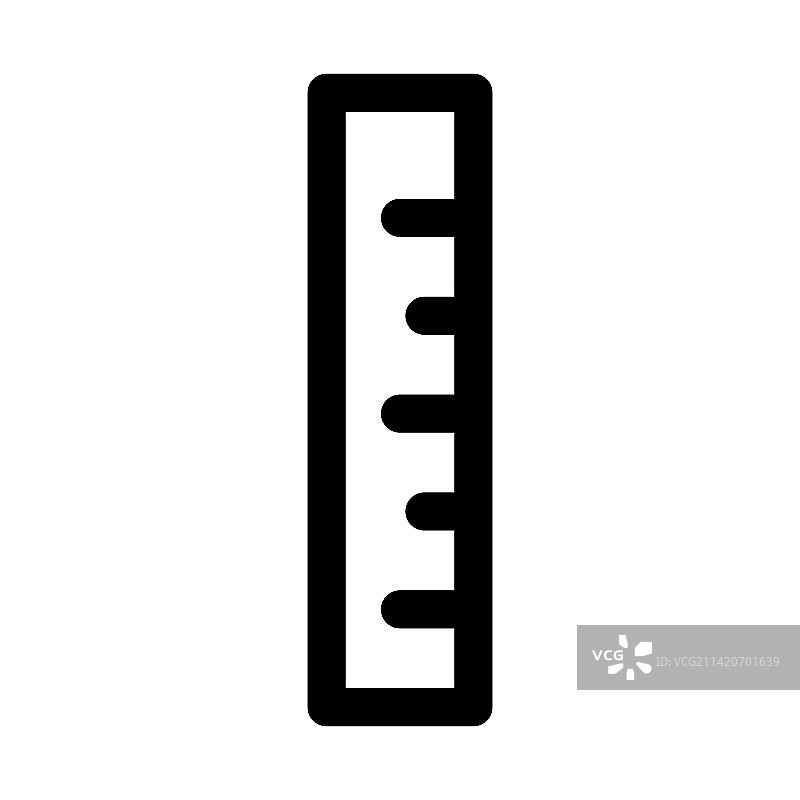 白色背景上孤立的尺子图标线条图片素材