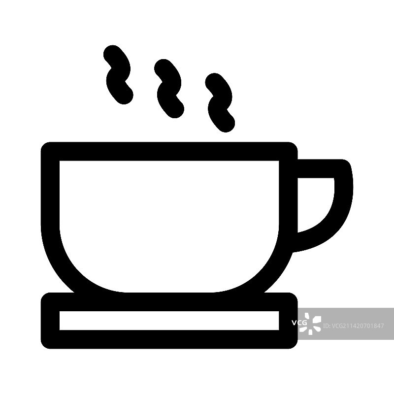 白色背景上的热咖啡图标线条图片素材