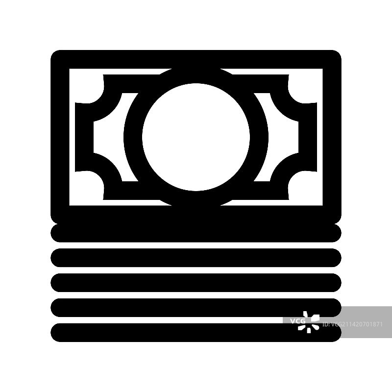白色背景上隔离的金钱堆叠线条图标图片素材