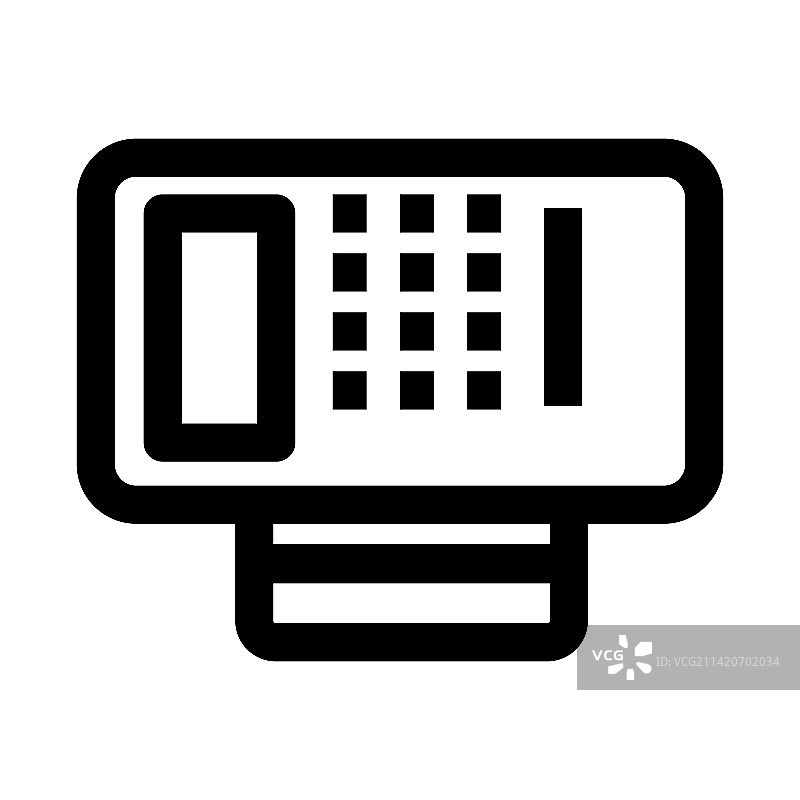 白色背景上的POS终端机图标线条图片素材