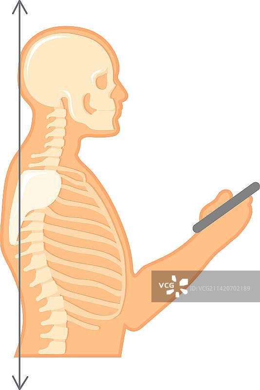 颈部挺直和拿着电话的人体姿势图片素材