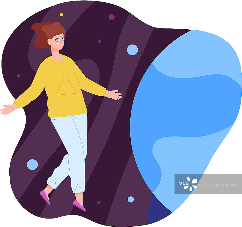 漂浮在太空中的女人，梦幻人物图片素材
