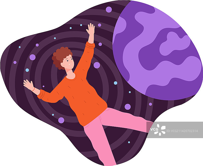 太空中漂浮的人类，充满想象力图片素材