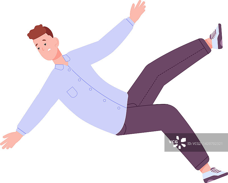 害怕的年轻人摔倒受伤图片素材