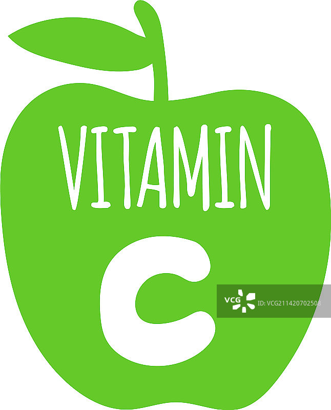 绿色苹果形状的维生素C健康标志图片素材