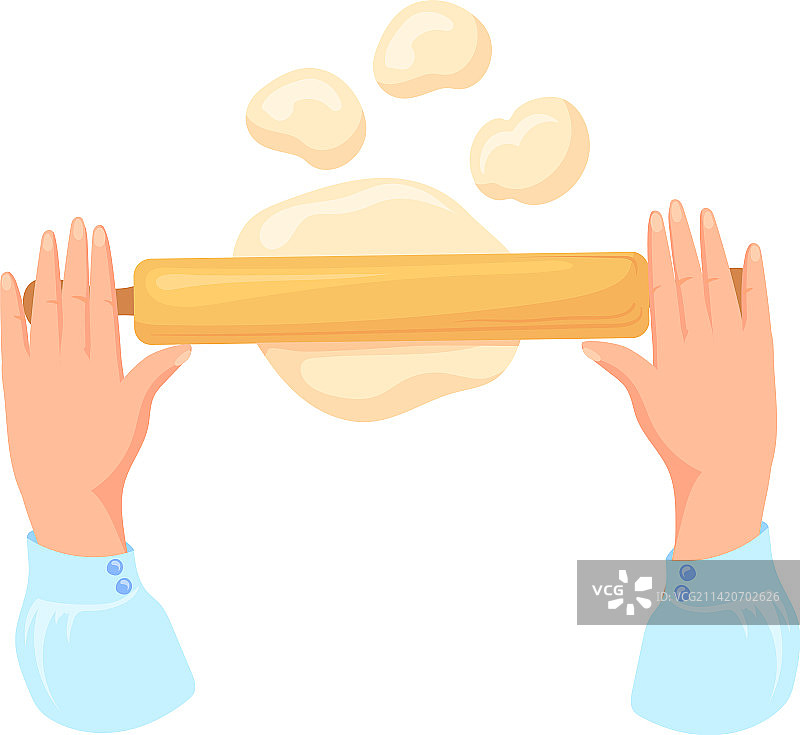 用木制擀面杖擀面团准备烘焙图片素材