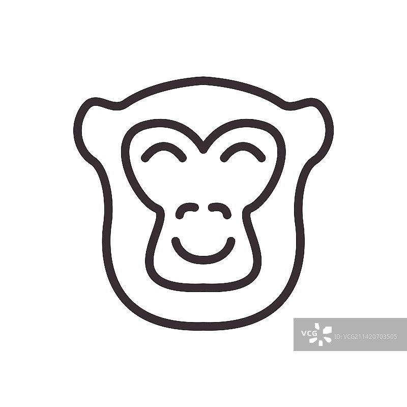 笑脸猴子线条图标标志图片素材
