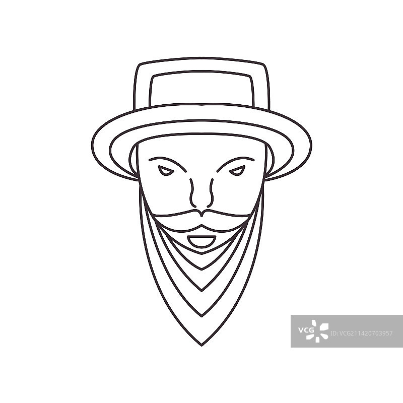卡通胡须帽子线条图标Logo图片素材