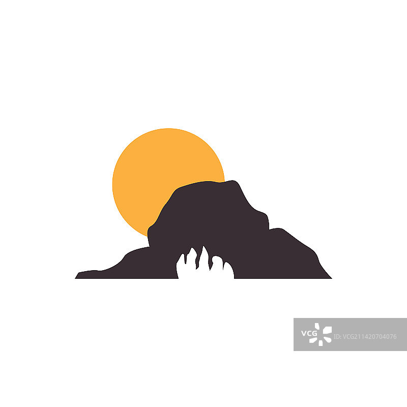 岩石山日落图标标志图片素材