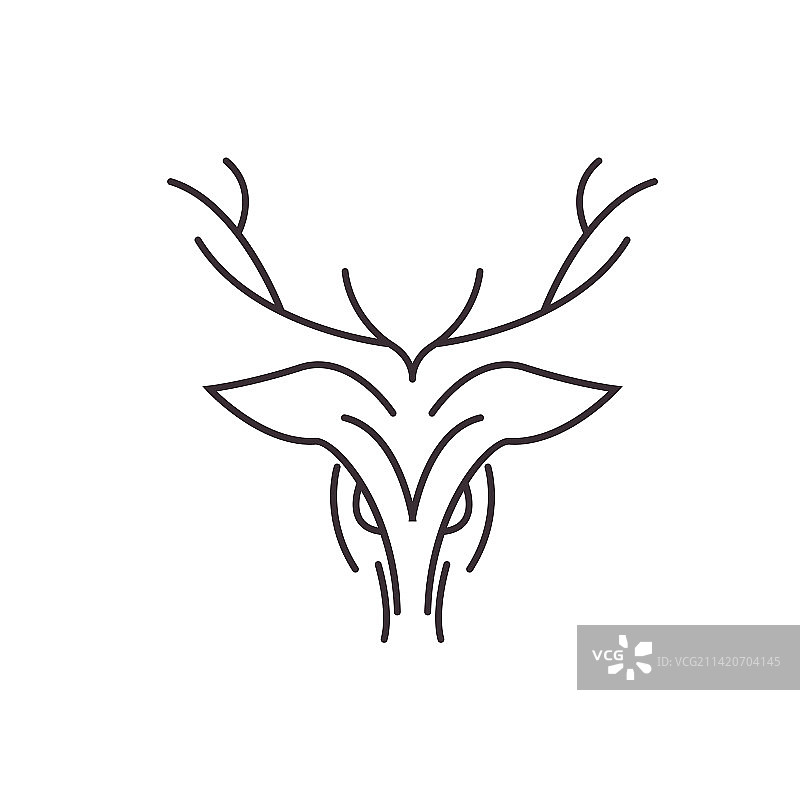 鹿角线条艺术图标图片素材